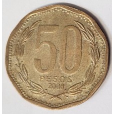 CHILE 2008 . FIFTY 50 PESOS . ERROR . INCORRECT SPELLING